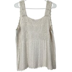 Vintage Faded Glory Crocheted Women’s Cream Tank Top Sweater Size L or XL ??